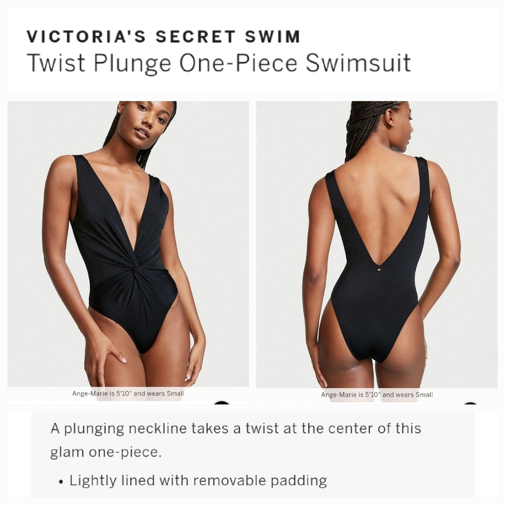 Victoria's secret swim very sexy twist plunge one-piece swimsuit BLACK XL